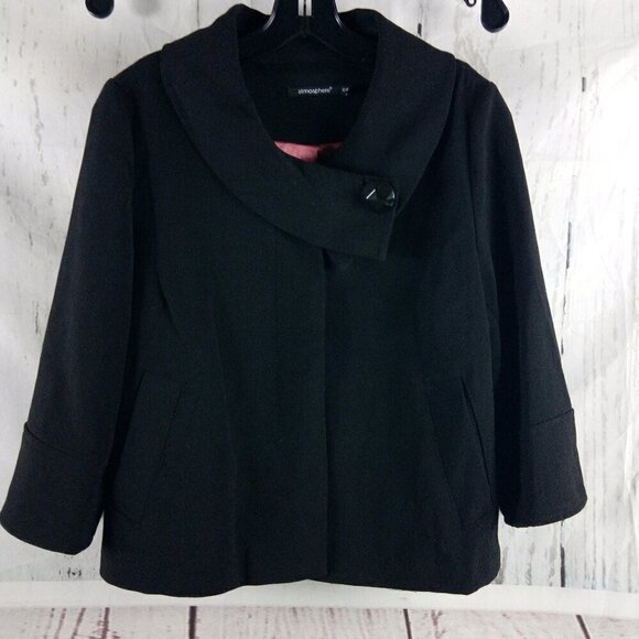 Atmosphere Women's Size 12 Black Pea Coat - Picture 1 of 15